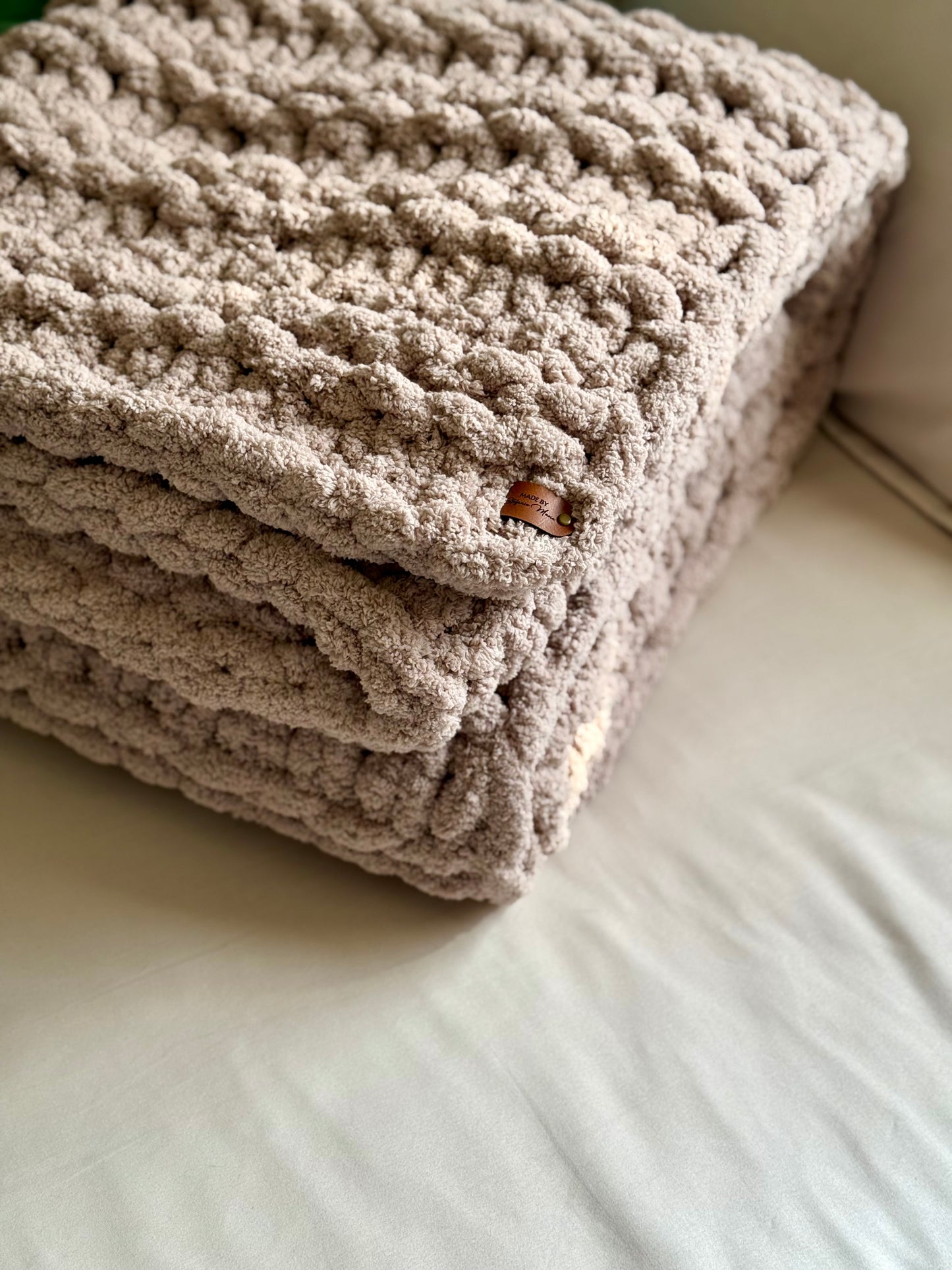 Hand-Knitted Small Truffle Blanket - Ready to Ship!